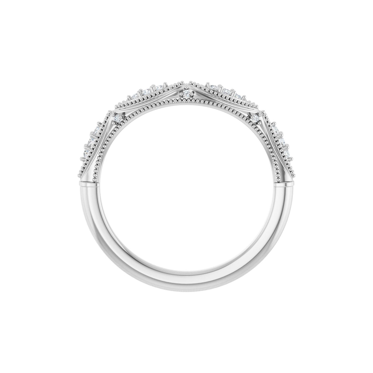 Diamond Vintage-Inspired Contour Band in 14K Gold - 14K White Gold