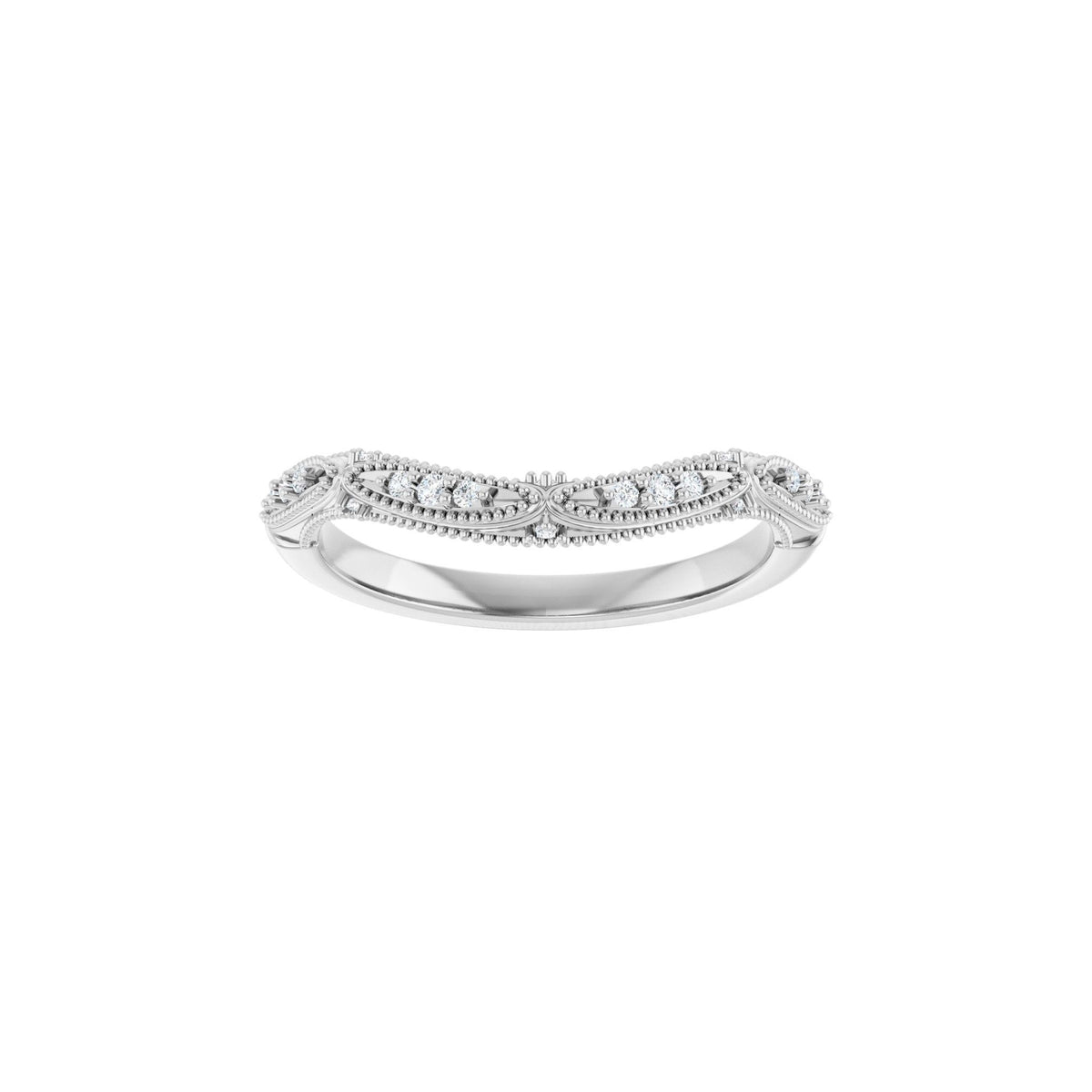 Diamond Vintage-Inspired Contour Band in 14K Gold - 14K White Gold