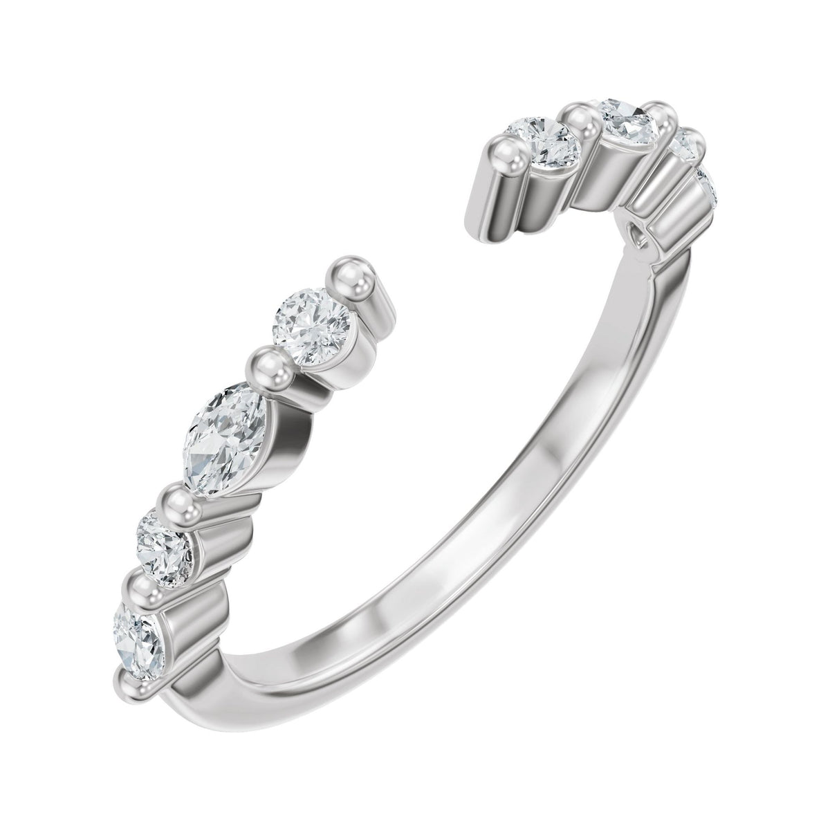 Diamond Vintage-Inspired Open Band in 14K Gold - 14K White Gold