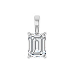 Emerald Diamond 4-Prong Solitaire Pendant in 14K Gold - 14K White Gold