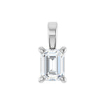 Emerald Diamond 4-Prong Solitaire Pendant in 14K Gold - 14K White Gold
