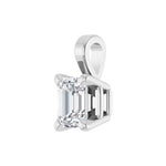 Emerald Diamond 4-Prong Solitaire Pendant in 14K Gold - 14K White Gold