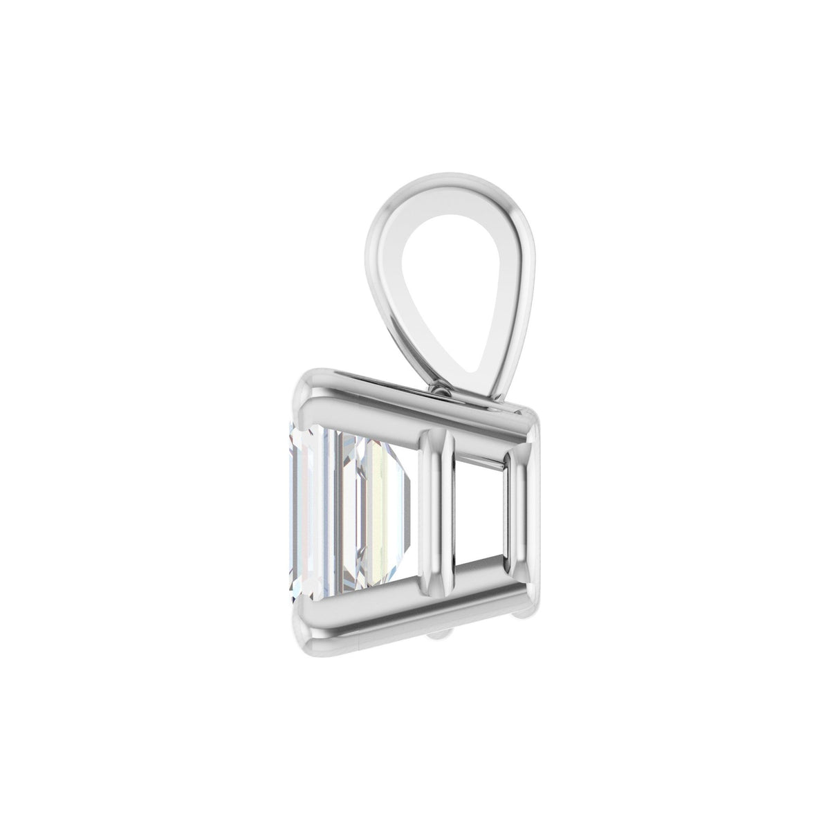 Emerald Diamond 4-Prong Solitaire Pendant in 14K Gold - 14K White Gold