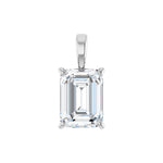 Emerald Diamond 4-Prong Solitaire Pendant in 14K Gold - 14K White Gold
