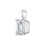 Emerald Diamond 4-Prong Solitaire Pendant in 14K Gold - 14K White Gold