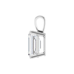 Emerald Diamond 4-Prong Solitaire Pendant in 14K Gold - 14K White Gold