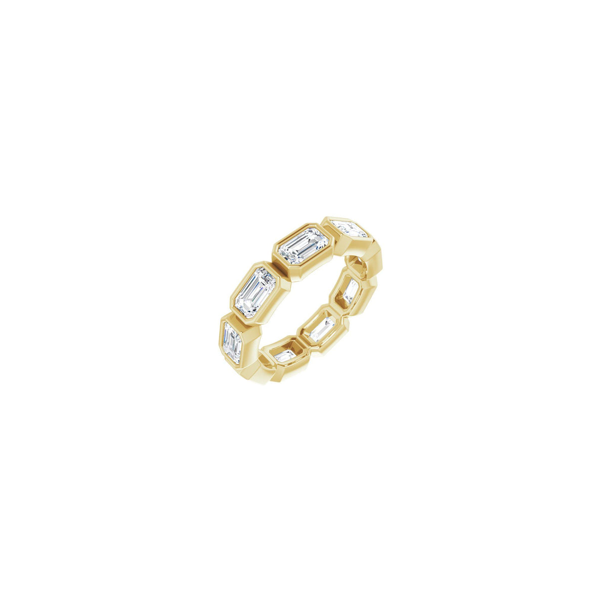 Emerald Lab-Grown Diamond Bezel-Set Eternity Band in 14K Gold - 14K Yellow Gold