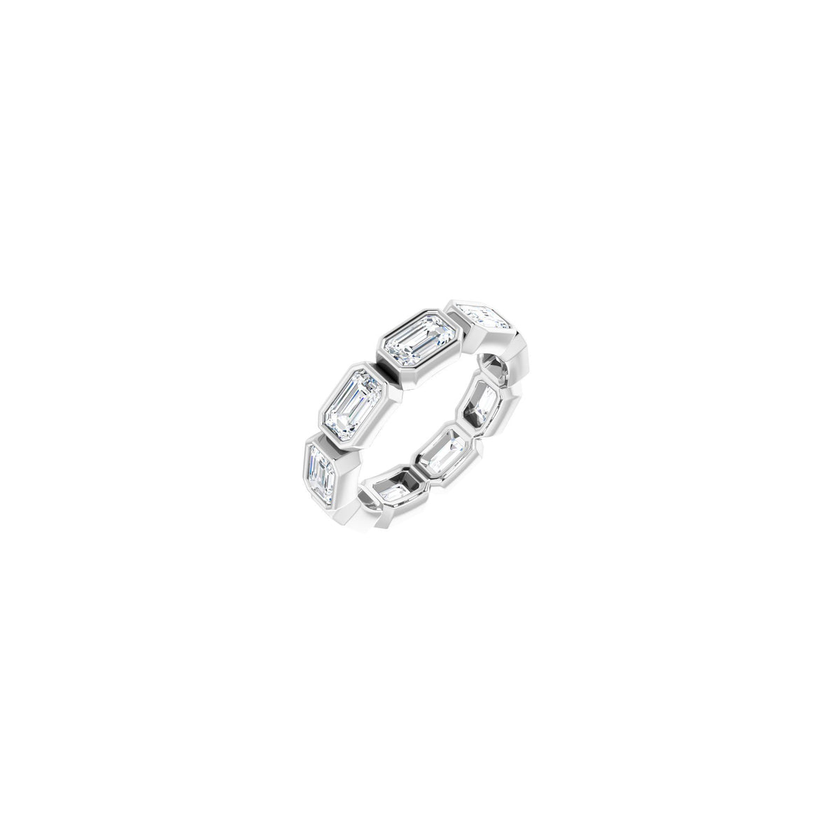Emerald Lab-Grown Diamond Bezel-Set Eternity Band in 14K Gold - 14K White Gold