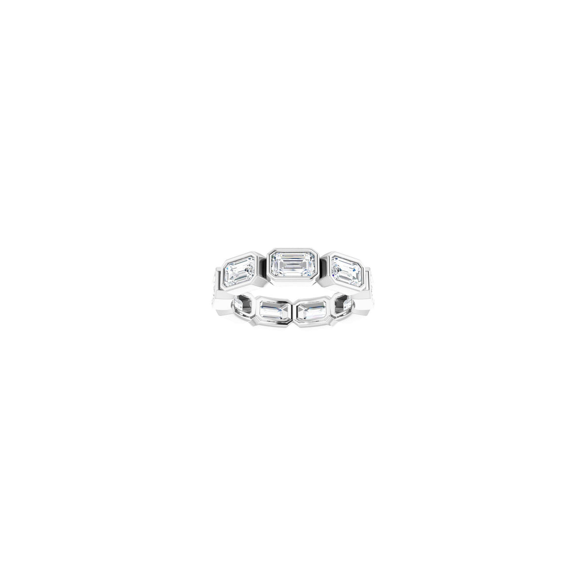Emerald Lab-Grown Diamond Bezel-Set Eternity Band in 14K Gold - 14K White Gold