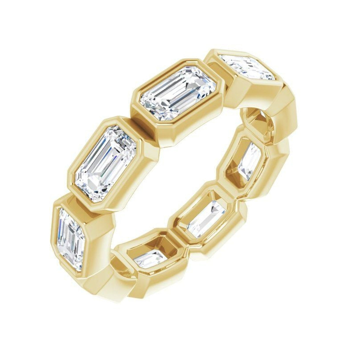 Emerald Lab-Grown Diamond Bezel-Set Eternity Band in 14K Gold