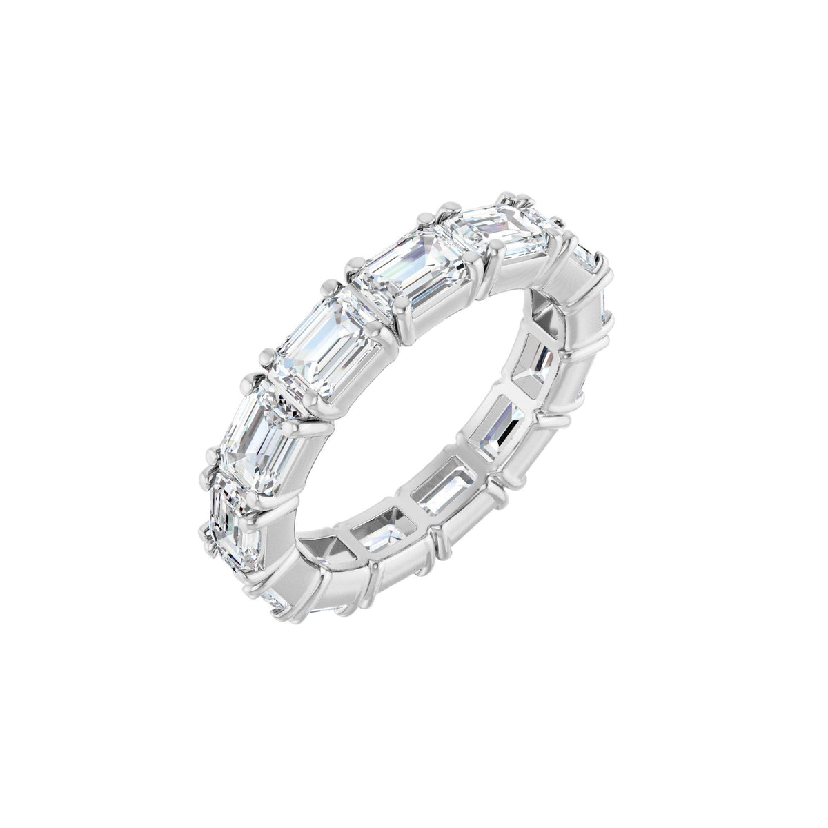 Emerald Lab-Grown Diamond Eternity Band in 14K Gold, 5 to 5 1/2 CT TW - 14K White Gold