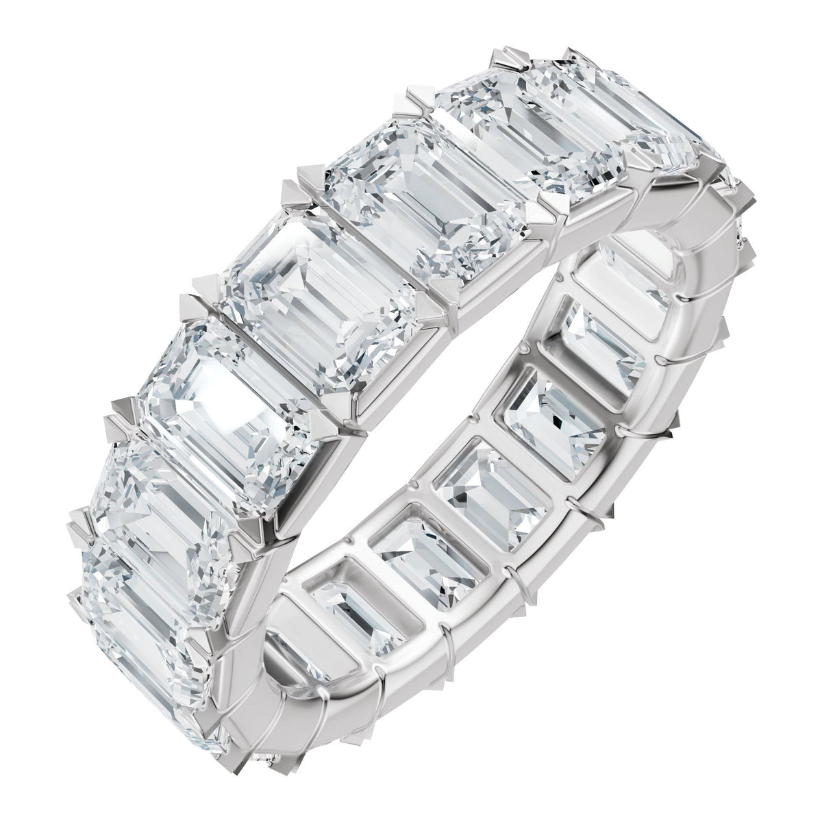 Emerald Lab-Grown Diamond Eternity Band in 14K Gold, 6 3/8 to 7 CT TW - 14K White Gold
