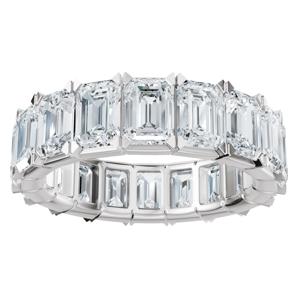 Emerald Lab-Grown Diamond Eternity Band in 14K Gold, 6 3/8 to 7 CT TW - 14K White Gold