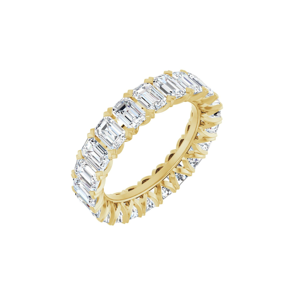 Emerald Lab-Grown Diamond Low Profile V-Prong Eternity Band in 14K Gold - 14K Yellow Gold