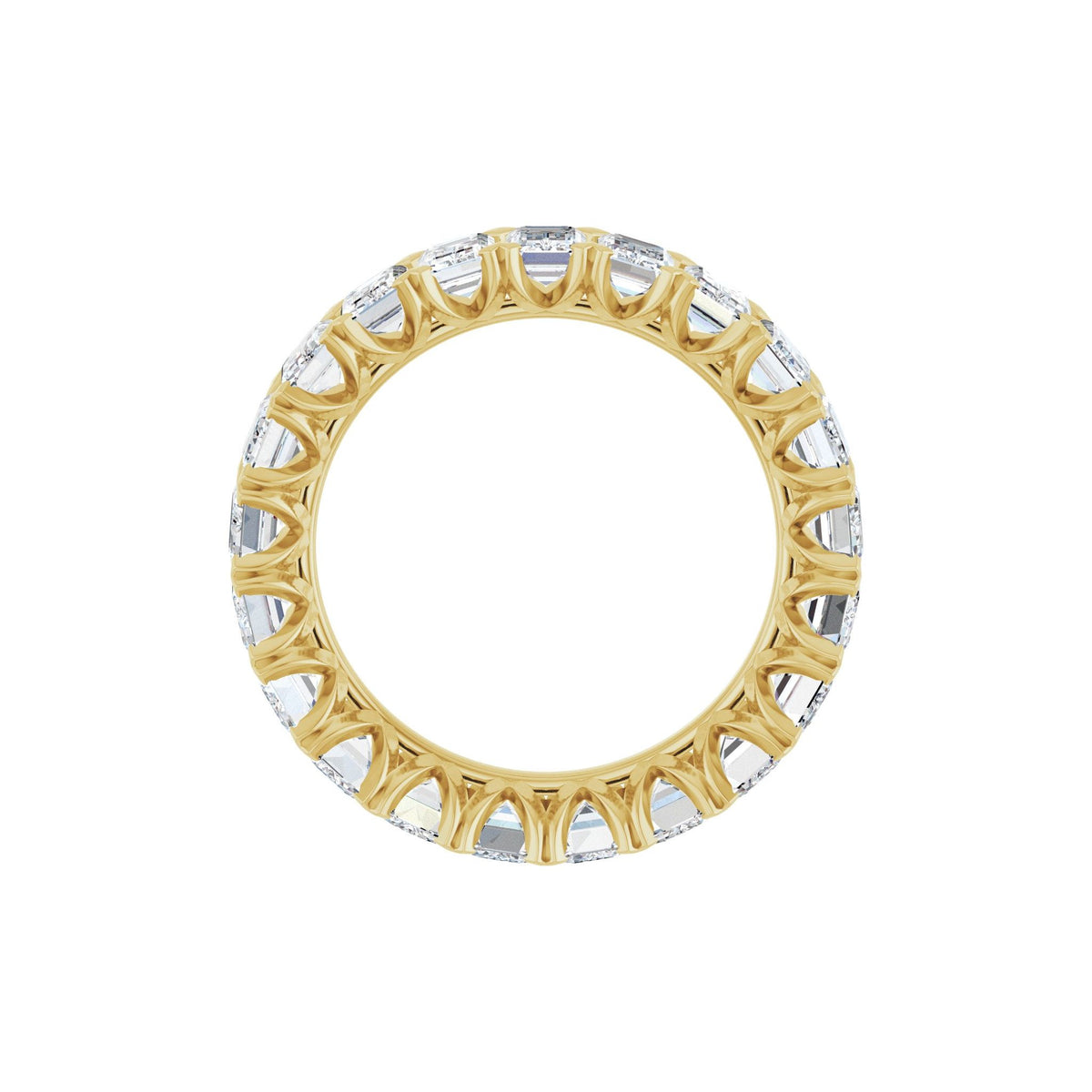 Emerald Lab-Grown Diamond Low Profile V-Prong Eternity Band in 14K Gold - 14K Yellow Gold