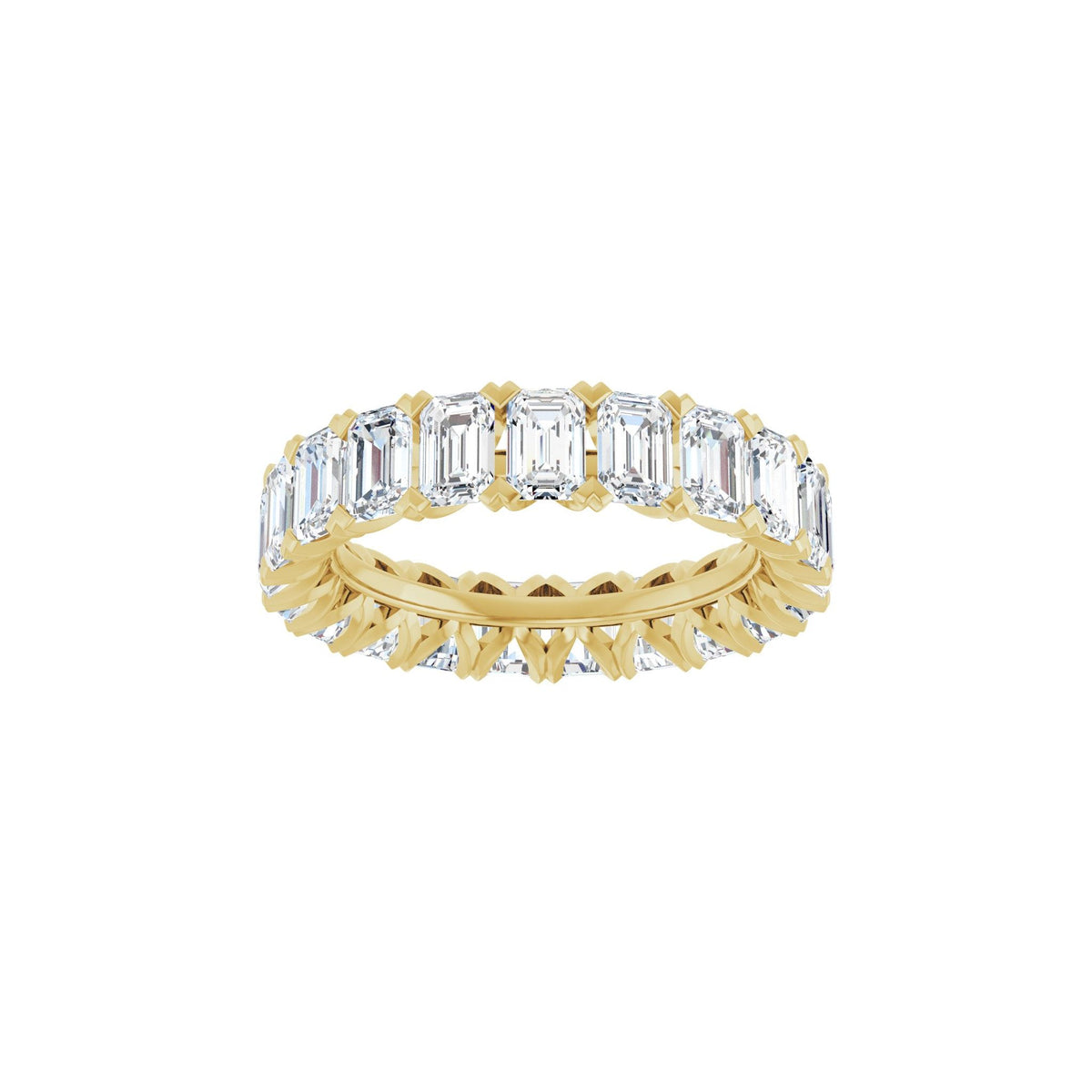Emerald Lab-Grown Diamond Low Profile V-Prong Eternity Band in 14K Gold - 14K Yellow Gold