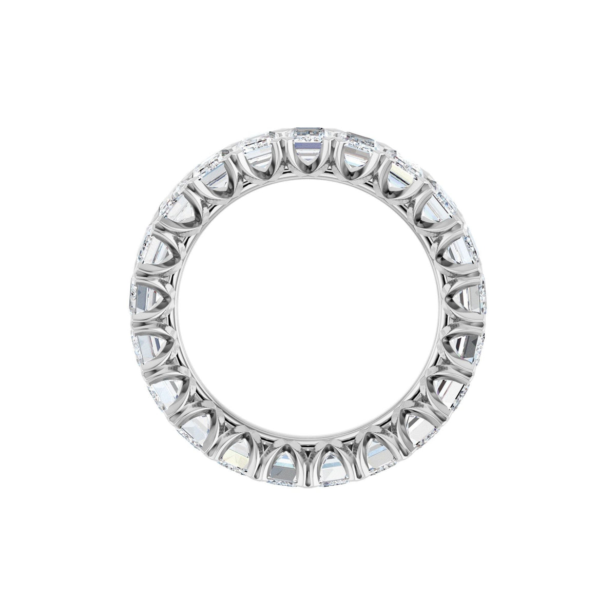 Emerald Lab-Grown Diamond Low Profile V-Prong Eternity Band in 14K Gold - 14K White Gold