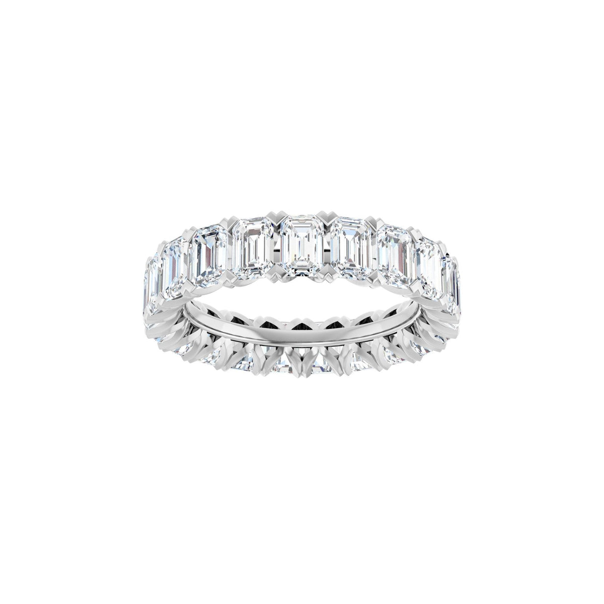 Emerald Lab-Grown Diamond Low Profile V-Prong Eternity Band in 14K Gold - 14K White Gold