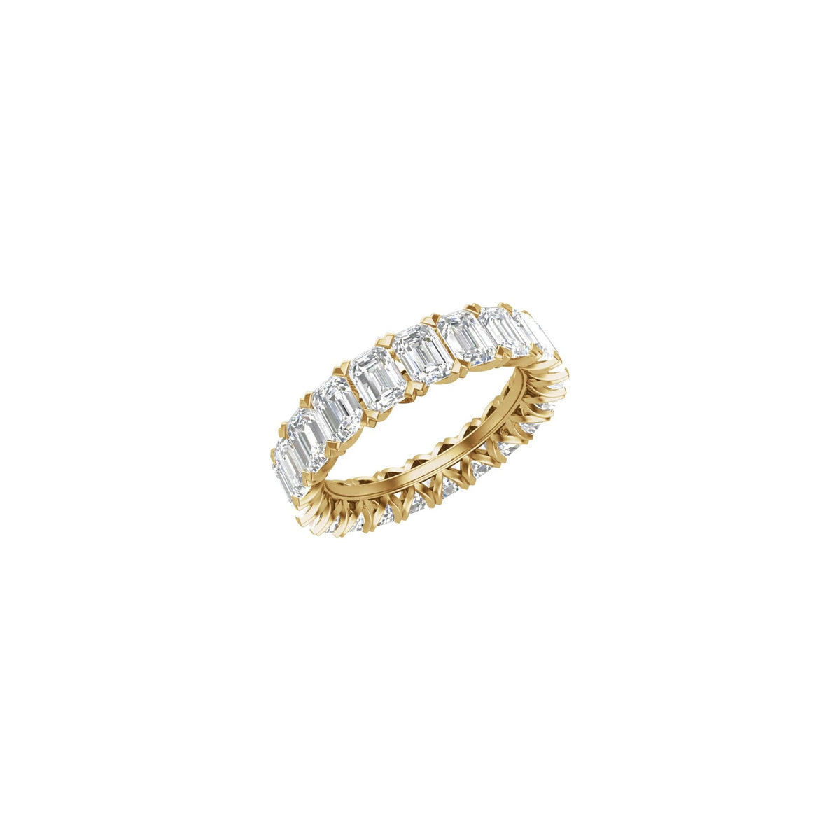 Emerald Lab-Grown Diamond Low Profile V-Prong Eternity Band in 14K Gold - 14K Yellow Gold