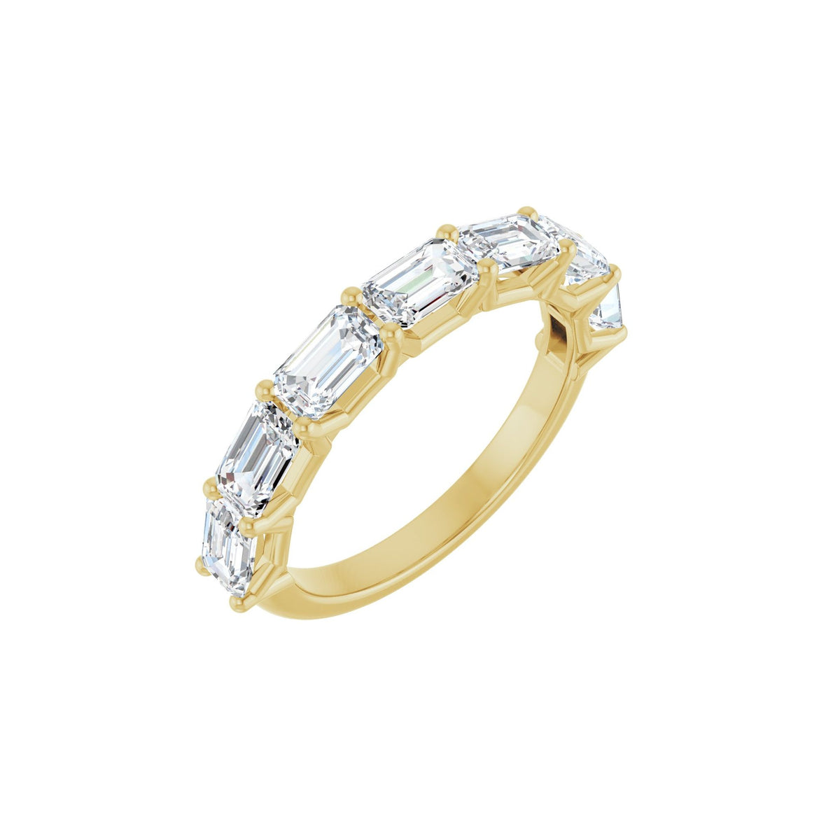 Emerald Lab-Grown Diamond Shared-Prong Half Eternity Band in 14K Gold - 14K Yellow Gold