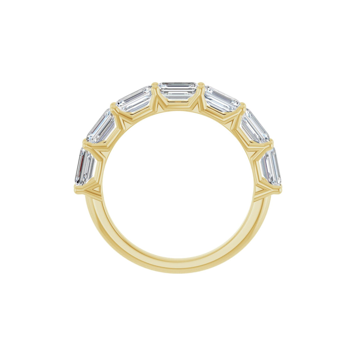 Emerald Lab-Grown Diamond Shared-Prong Half Eternity Band in 14K Gold - 14K Yellow Gold