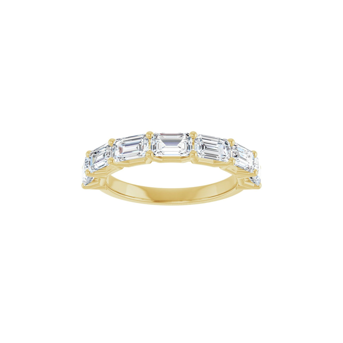 Emerald Lab-Grown Diamond Shared-Prong Half Eternity Band in 14K Gold - 14K Yellow Gold