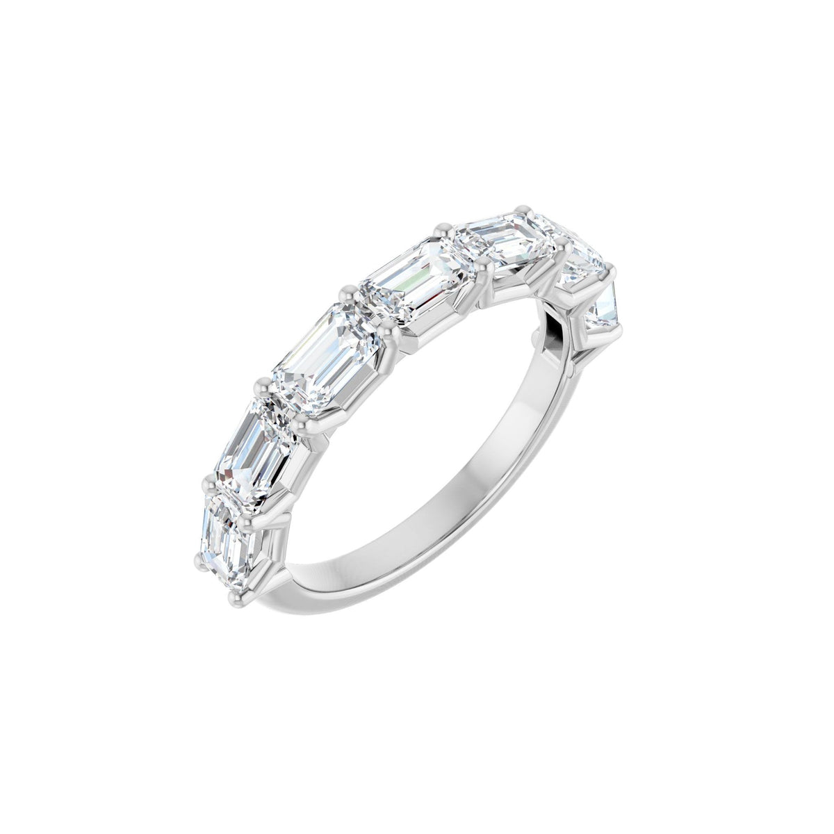 Emerald Lab-Grown Diamond Shared-Prong Half Eternity Band in 14K Gold - 14K White Gold