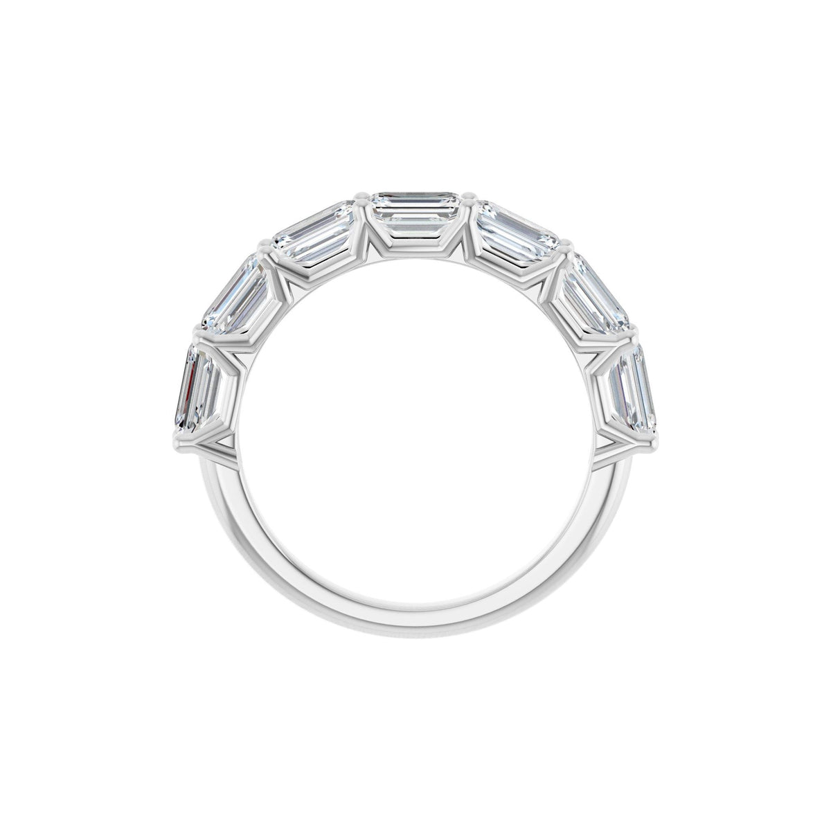Emerald Lab-Grown Diamond Shared-Prong Half Eternity Band in 14K Gold - 14K White Gold