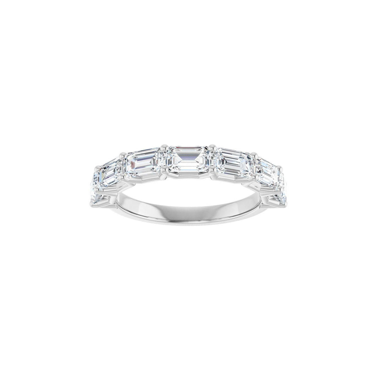 Emerald Lab-Grown Diamond Shared-Prong Half Eternity Band in 14K Gold - 14K White Gold