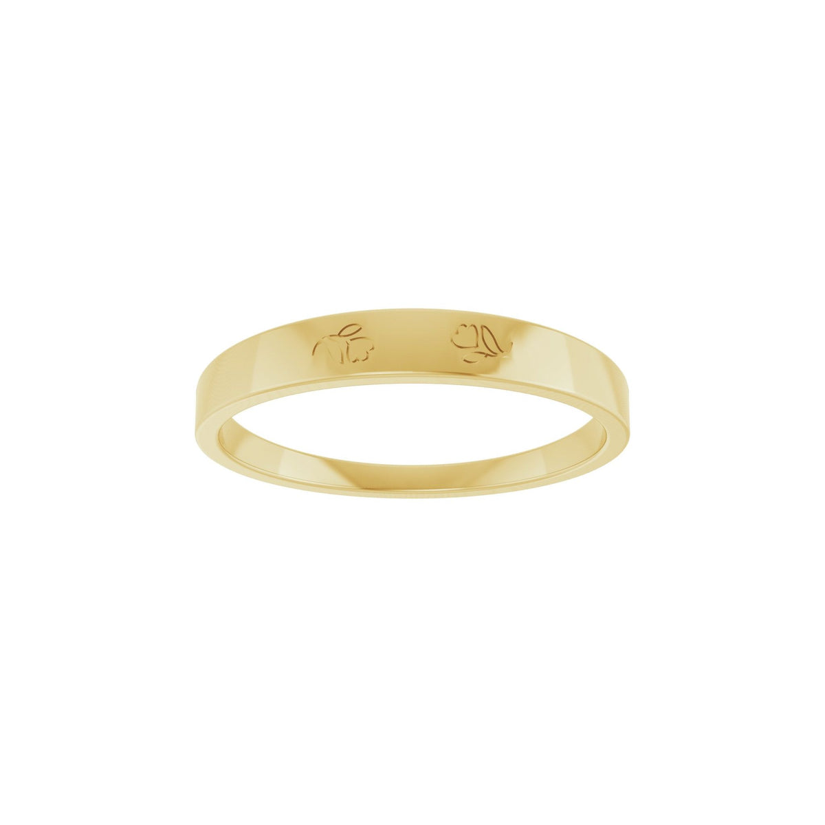 Engravable Floral Stackable Ring in 14K Gold - 14K Yellow Gold