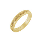 Floral Flat Band in 14K Gold, 2.7 mm-3.4 mm - 14K Yellow Gold