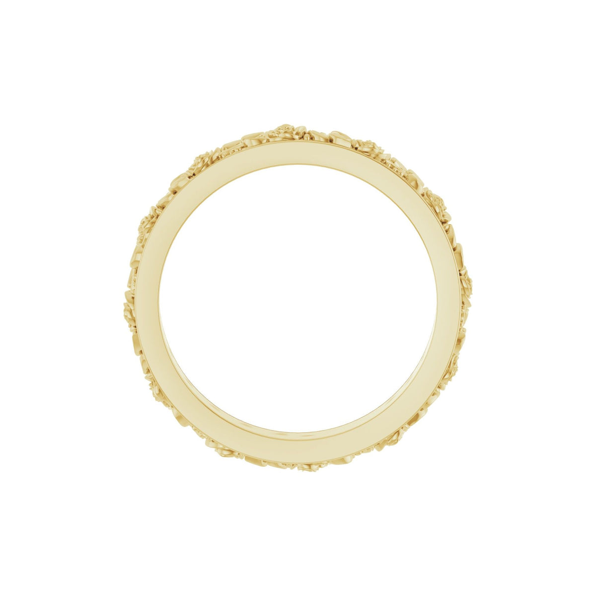 Floral Flat Band in 14K Gold, 2.7 mm-3.4 mm - 14K Yellow Gold