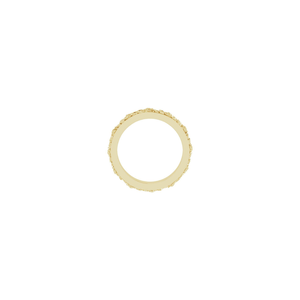 Floral Flat Band in 14K Gold, 2.7 mm-3.4 mm - 14K Yellow Gold