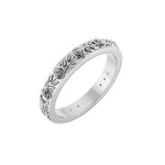 Floral Flat Band in 14K Gold, 2.7 mm-3.4 mm - 14K White Gold