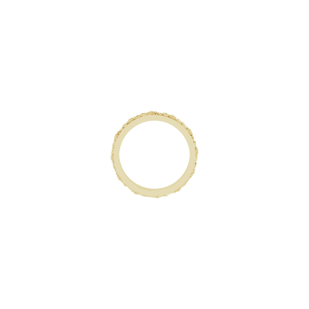 Floral Flat Band in 14K Gold, 2.7 mm-3.4 mm - 14K Yellow Gold