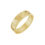 Floral Flat Band in 14K Gold, 3 mm-6 mm - 14K Yellow Gold