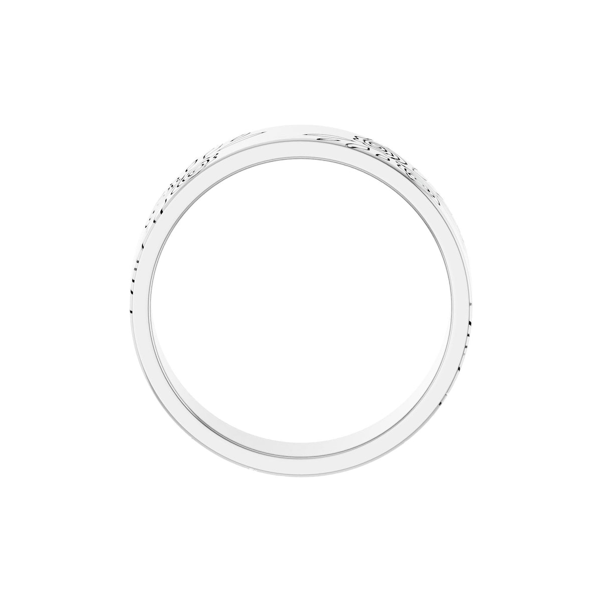 Floral Flat Band in 14K Gold, 3 mm-6 mm - 14K White Gold