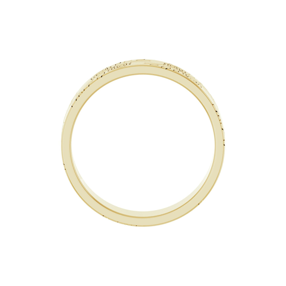 Floral Flat Band in 14K Gold, 3 mm-6 mm - 14K Yellow Gold