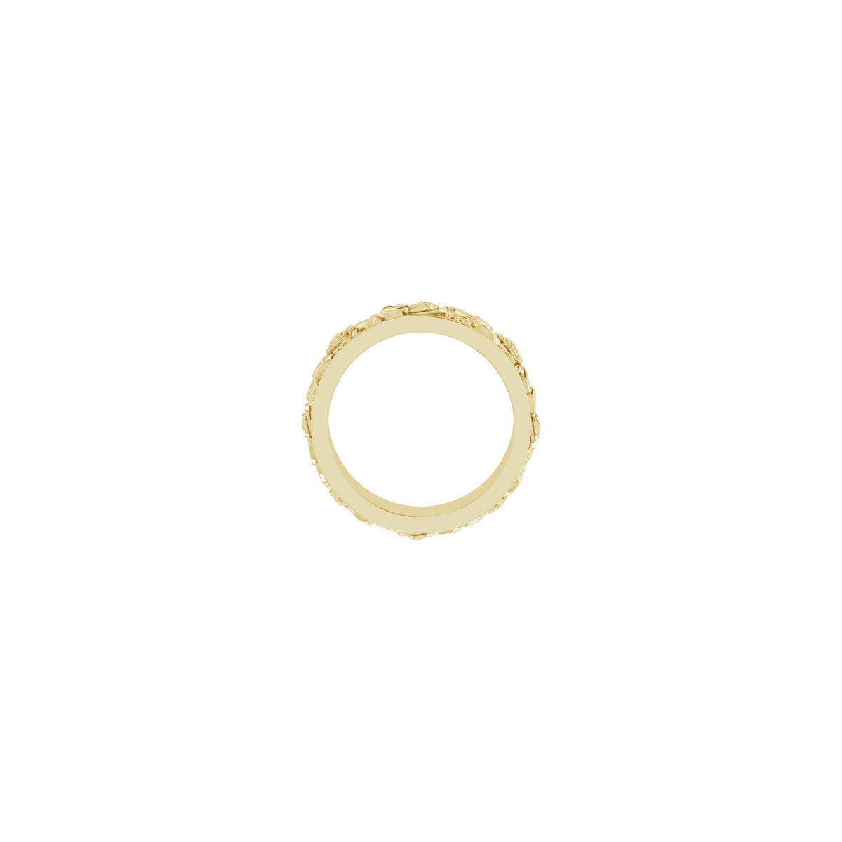 Floral Flat Band in 14K Gold, 7 mm - 14K Yellow Gold