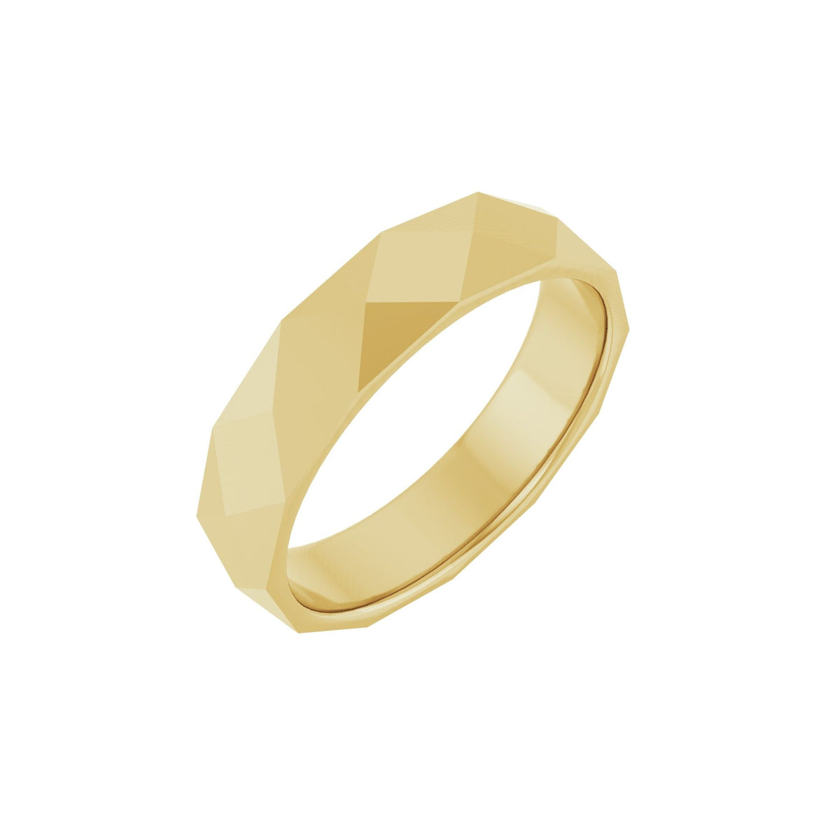 Geometric Faceted Flat Band in 14K & 18K Gold - 14K Yellow Gold