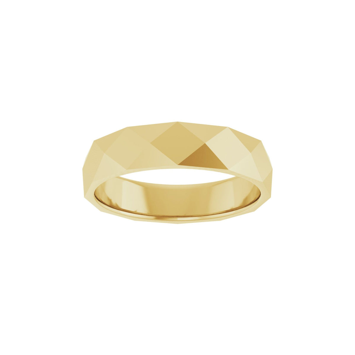 Geometric Faceted Flat Band in 14K & 18K Gold - 14K Yellow Gold