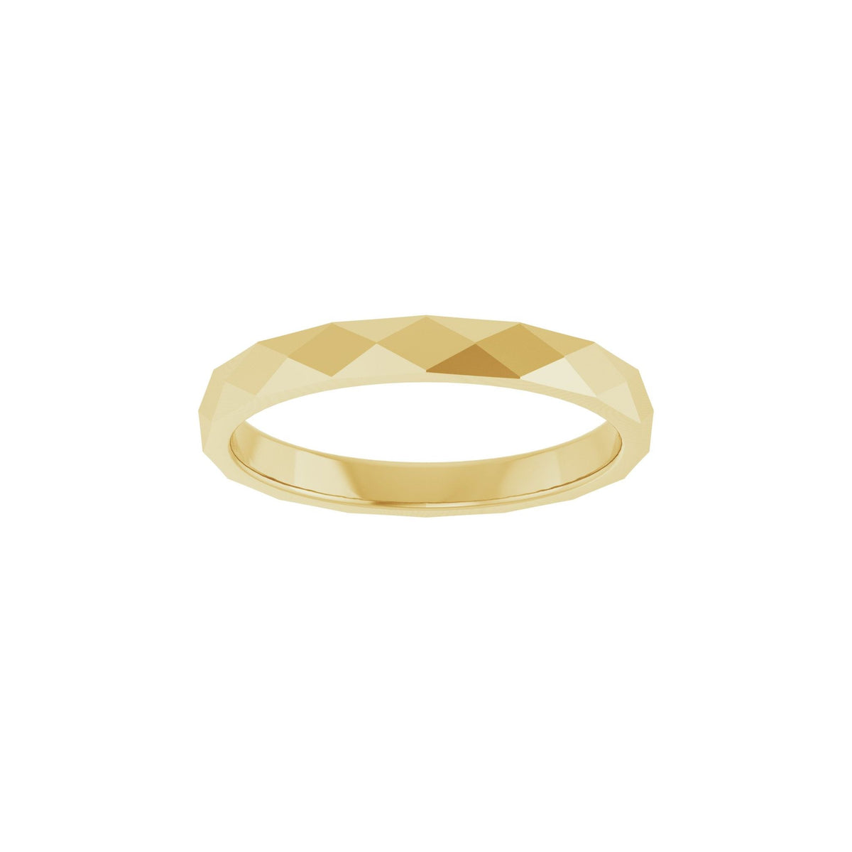 Geometric Faceted Flat Band in 14K & 18K Gold - 14K Yellow Gold