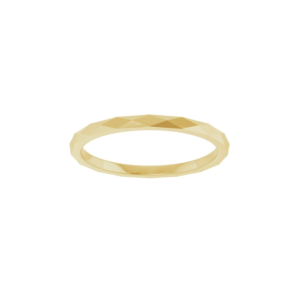 Geometric Faceted Flat Band in 14K & 18K Gold - 14K Yellow Gold