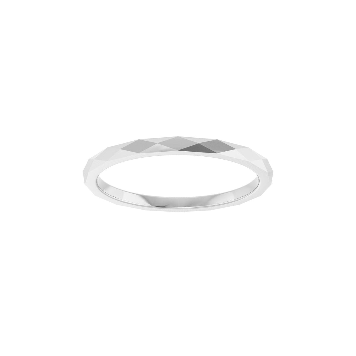 Geometric Faceted Flat Band in 14K & 18K Gold - 14K White Gold