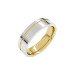 Grooved Comfort-Fit Flat Band in 14K Gold - 14K Two-Tone Gold
