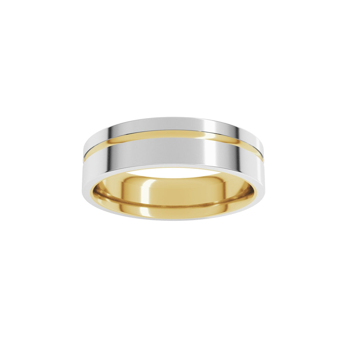 Grooved Comfort-Fit Flat Band in 14K Gold - 14K Two-Tone Gold
