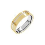 Grooved Comfort-Fit Flat Band in 14K Gold - 14K Two-Tone Gold