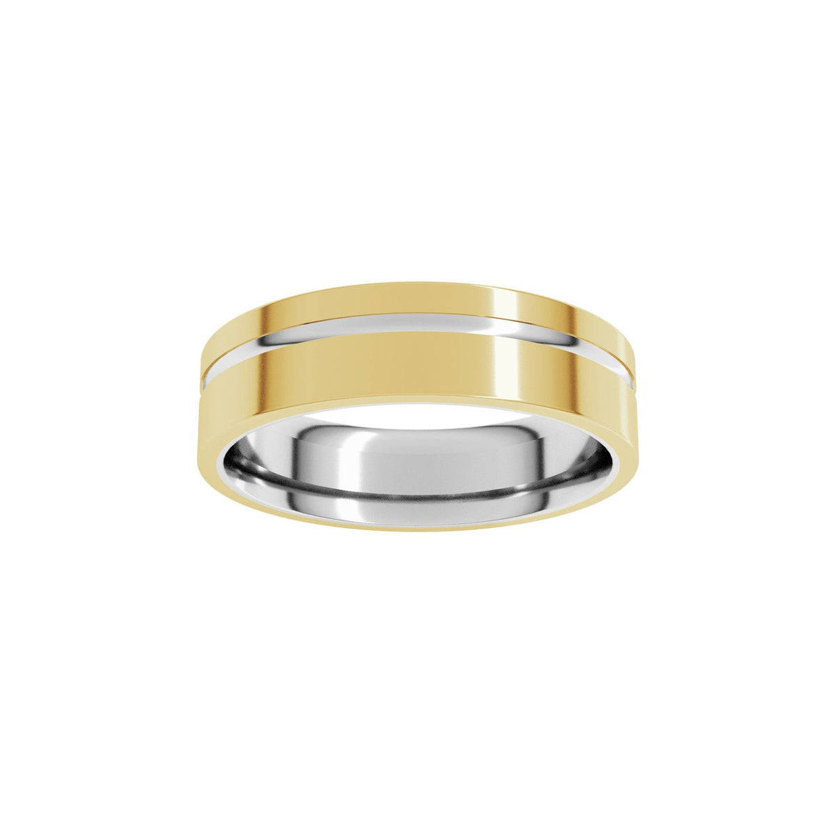 Grooved Comfort-Fit Flat Band in 14K Gold - 14K Two-Tone Gold