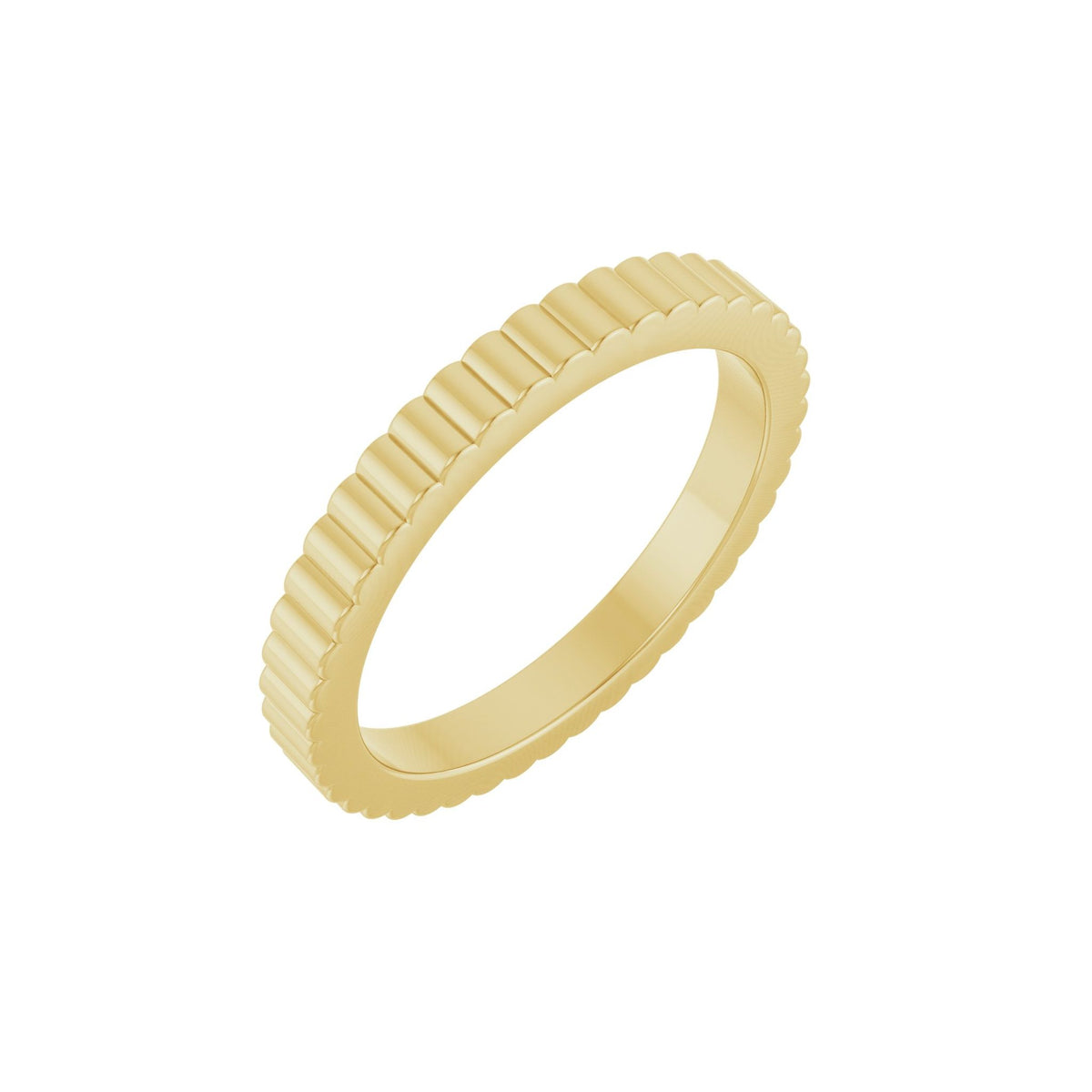 Grooved Half Round Band in 14K Gold - 14K Yellow Gold