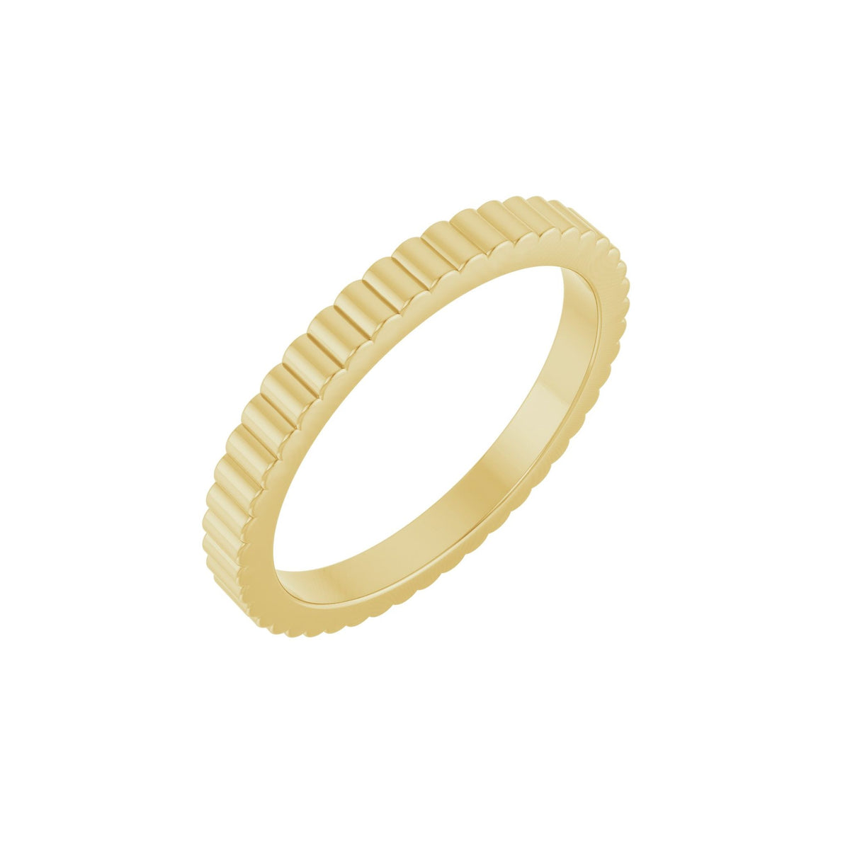 Grooved Half Round Band in 14K Gold - 14K Yellow Gold